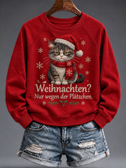 Weihnachtlicher, witziger Damen-Sweatshirt mit Tiermotiv