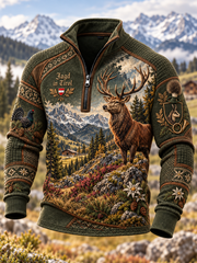 Herren-Herbstmode-Pullover mit halbem Reißverschluss und Stehkragen