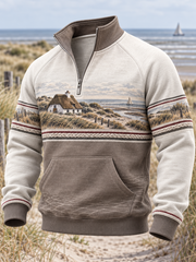 Küsten-Kunst-Hoodie mit Reißverschluss für Herren