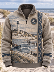 Herren-Flanell-Sweatshirt mit Küstenmotiv