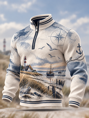 Küsten-Kunst-Sweatshirt mit Reißverschluss für Herren