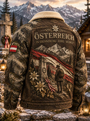 Herrenjacke mit Fleece-Innenfutter und grafischen Motiven zum Thema Veteranen
