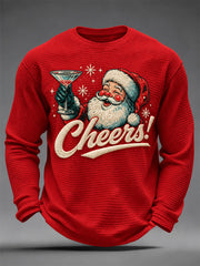 Herren-Weihnachtsdruck-Waffelpiqué-Longsleeve