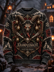 Herren-Krampus-Print-Lässiges Rundhals-Sweatshirt
