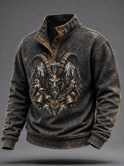 Herren-Krampus-Graphic-Sweatshirt mit vier Knöpfen