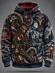 Herren-Krampus-Print-Lässiges Kapuzen-Sweatshirt