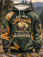 Übergroßes Herren-Kapuzenpullover mit abfallender Schulter und Taschen – Deutsche Jagdsaison
